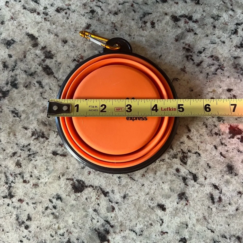 New - Orange Collapsible Pet Bowl (set of 3)
